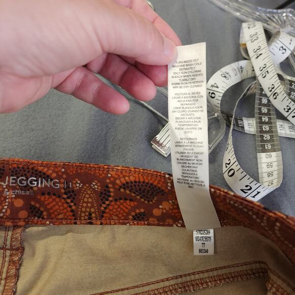 CHICOS The Platinum Jegging Womens 1 | US M | Orange Black Paisley Boho Western - Picture 6 of 12